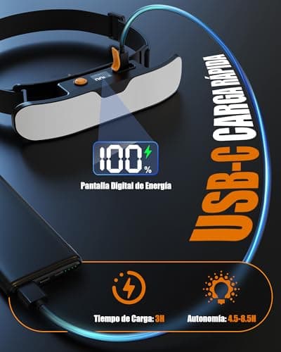 Thumbnail 6 de Mohard Linterna Frontal LED Recargable con haz ancho 230° e indicador digital de energía (IPX5)