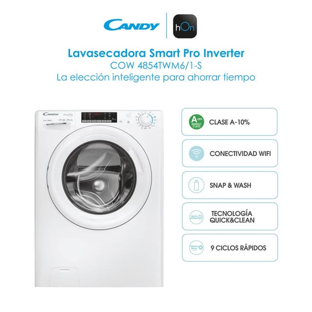 Thumbnail 3 de Candy COW4854TWM6 lavadora secadora 8 kg