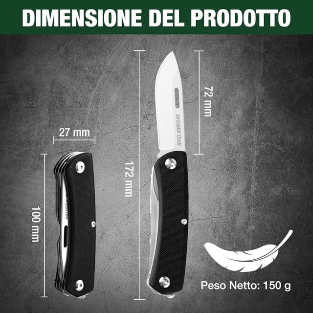 Detalle 2 de Mossy Oak Coltello multiuso 10 in 1 Mossy Oak, inox con manico in G10