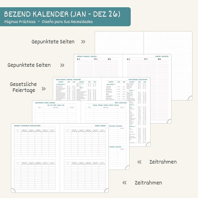 Thumbnail 4 de BEZEND Kalender 2026 A5 Wochenplaner mit Register 📘