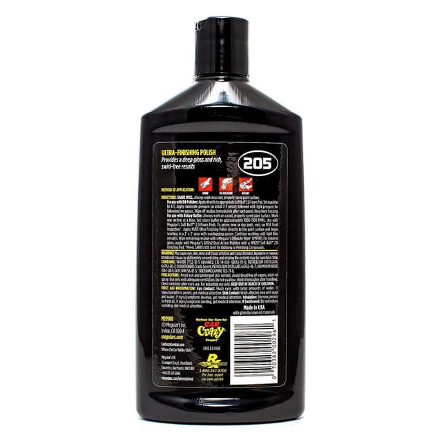 Detalle de Meguiar's M205 Mirror Glaze Ultra Finishing Polish (8 oz) for swirl removal and high-gloss paint shine