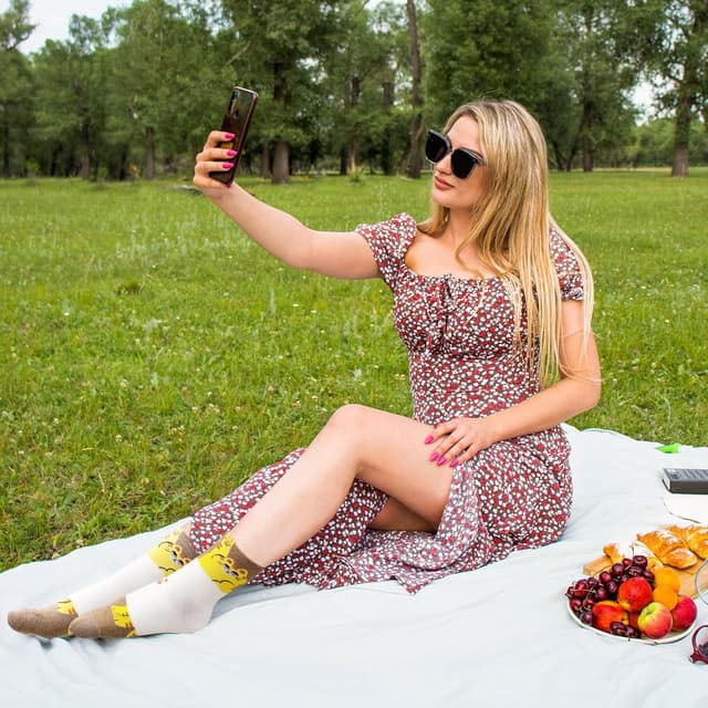 Detalle de ZAKASA Chaussettes en coton pour femmes motif animaux (panda, chat, chien, ours) – Lot de 5 paires