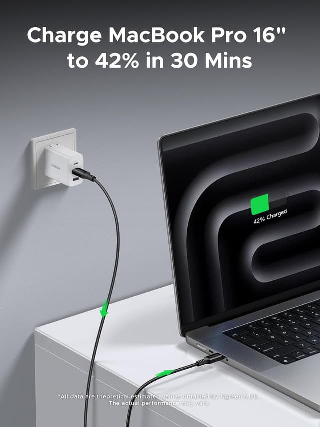 Detalle de UGREEN USB-C to USB-C Charger Cable 100W 5A (3m) with Power Delivery 3.0 and 480Mbps Data