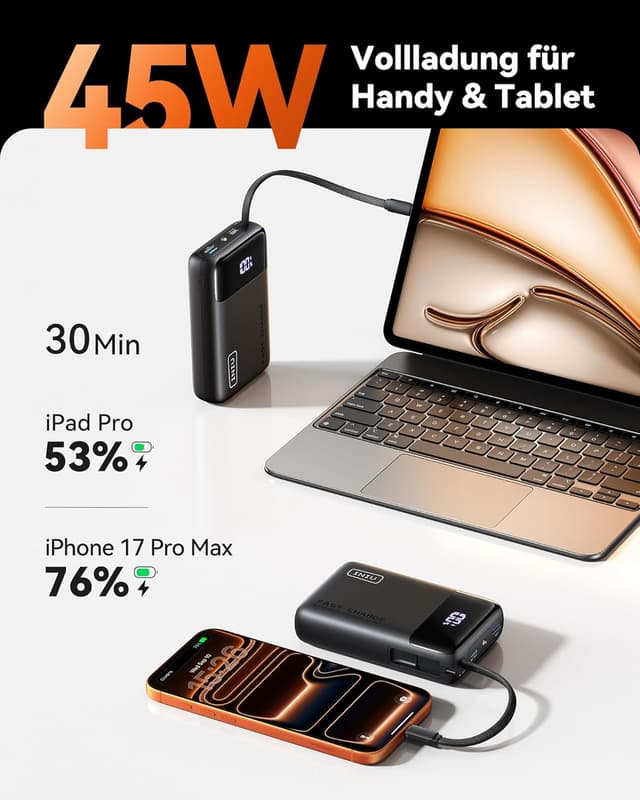 Detalle 2 de INIU 45W Power Bank 20000 mAh, kompakt