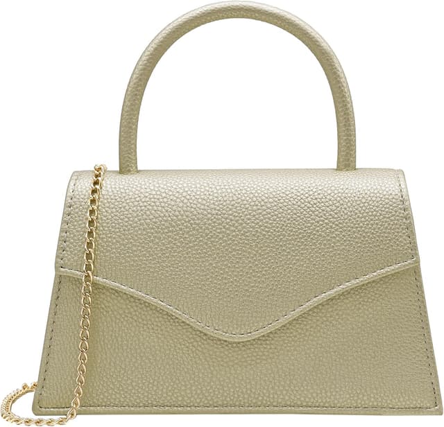 Detalle de Milisente lichi-pattern faux patent leather clutch bag with top handle