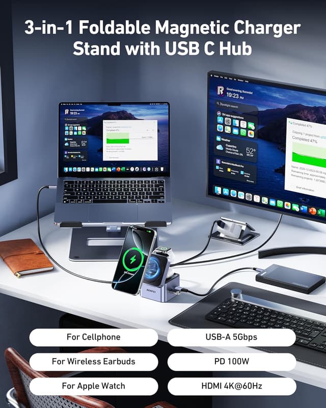 Detalle 2 de BENFEI 3 in 1 MagSafe, caricabatterie 100W