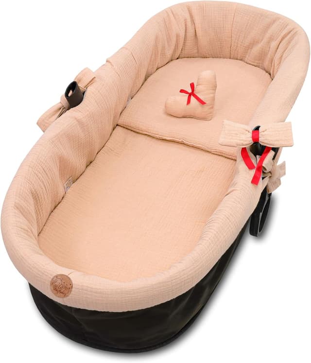 Detalle de Coussin de siège Mousseline pour poussette bébé (accessoires 3 pièces) Beige