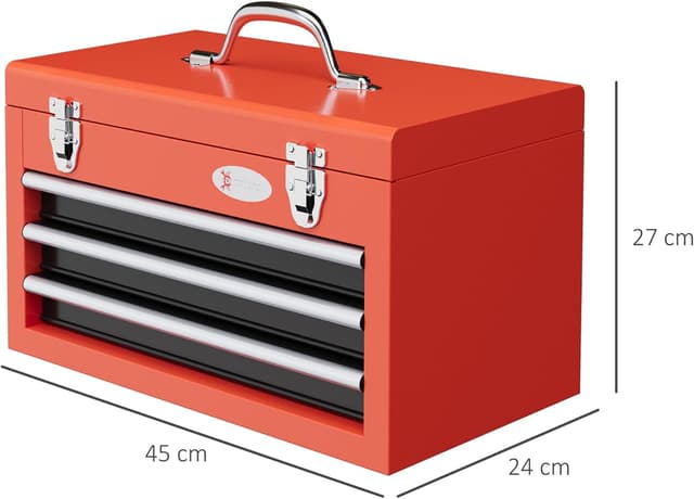 Thumbnail 6 de DURHAND Caisse à Outils Acier 3 tiroirs Rouge