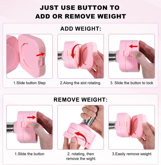 Thumbnail 6 de 15–50 lb Adjustable Dumbbell Set (Pair) — Square, Twist-to-Adjust Free Weights for Home Gym