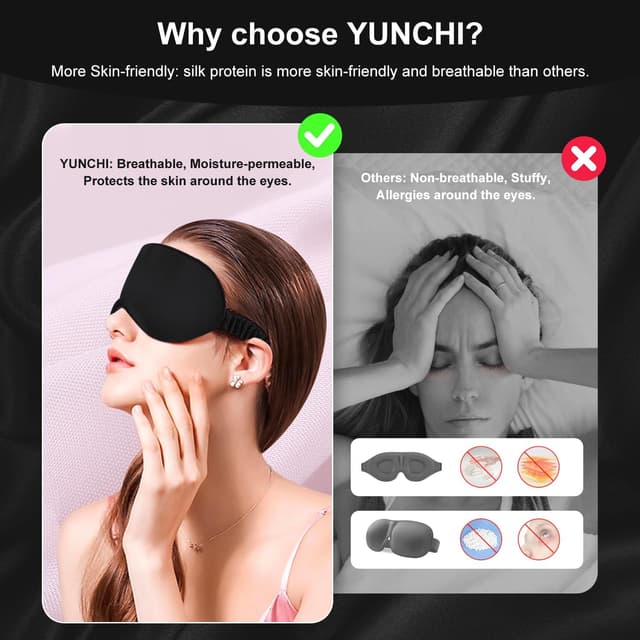 Thumbnail 2 de YUNCHI Schlafmaske Seide 19 Momme Schwarz
