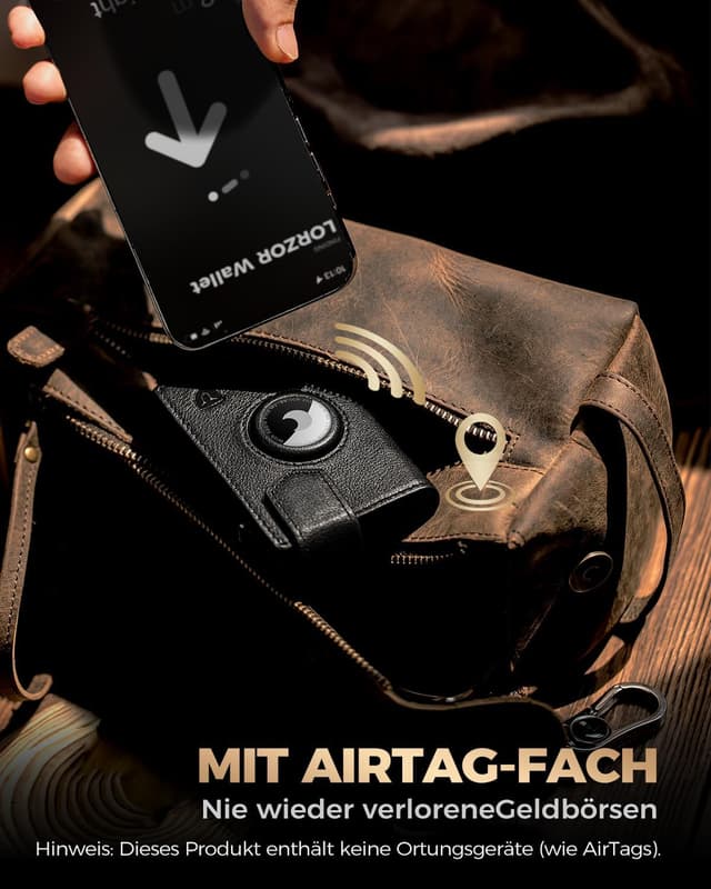 Detalle 2 de LORZOR AirTag Wallet mit RFID Schutz