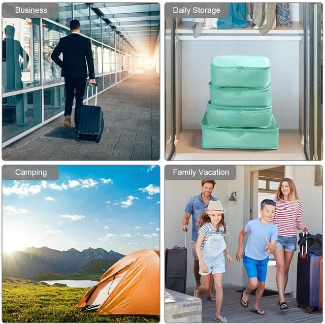 Thumbnail 6 de OSDUE Koffer Organizer Set 8-teilig mit Packing Cubes, wasserdichten Reise-Kleidertaschen (Hellblau)