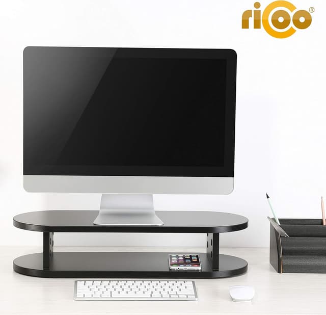 Detalle de RICOO Réhausseur d’écran 60 x 24 x 13 cm FS0116 : support ergonomique avec rangement