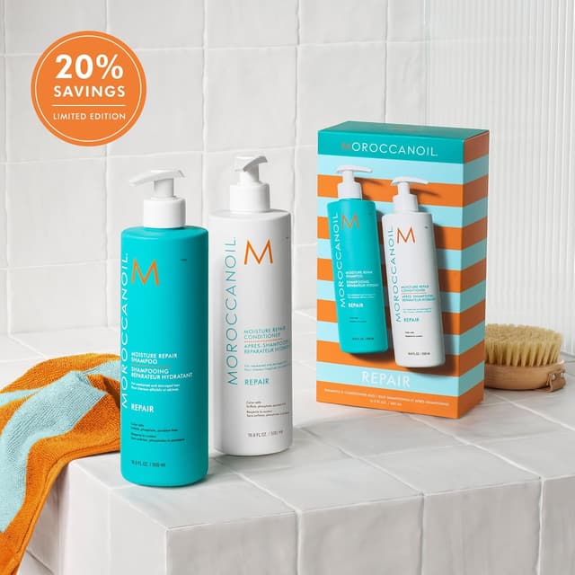 Detalle de Moroccanoil Shampoo e Conditioner Half-Liter Set: set riparatore idratante per capelli più gestibili