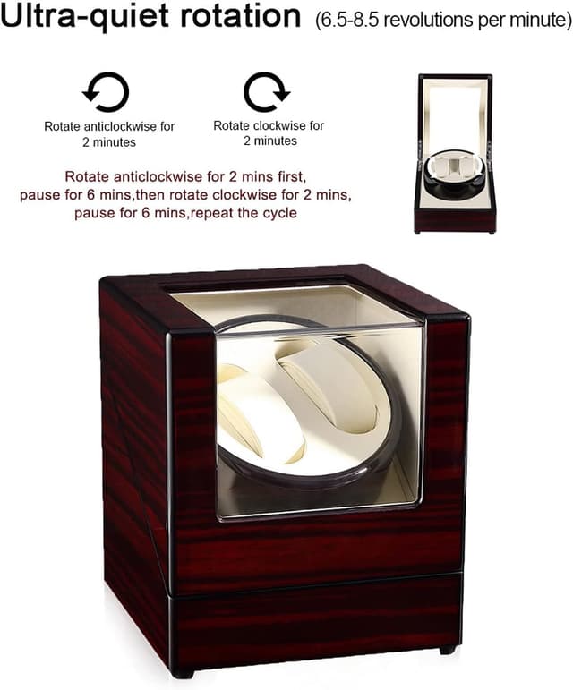 Detalle 2 de Uten watch winder in legno per 2 orologi automatici