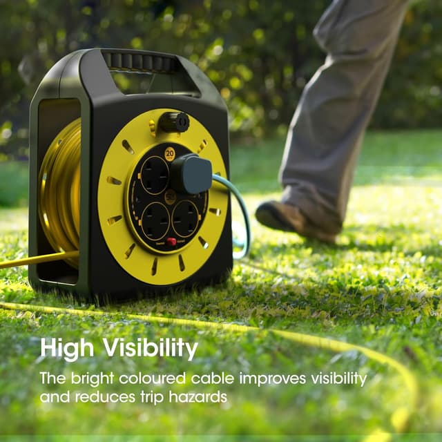 Detalle de SLx Trade 20m 4 Socket Extension Reel with Thermal Cut Out (13A Fused UK Plug)