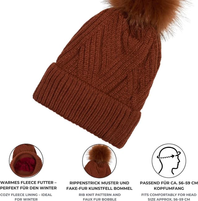 Thumbnail 2 de styleBREAKER Bonnet en maille Pompon 10 cm
