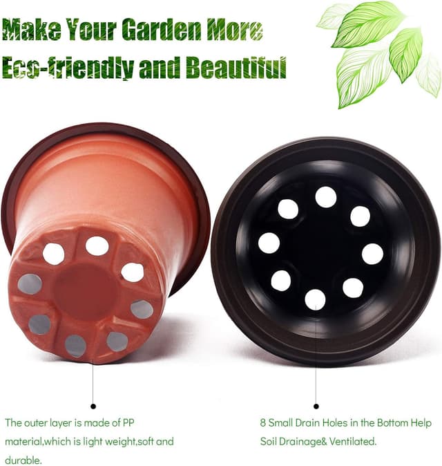 Detalle de SHEEFLY 4 inch Plant Nursery Pots 100 Pack