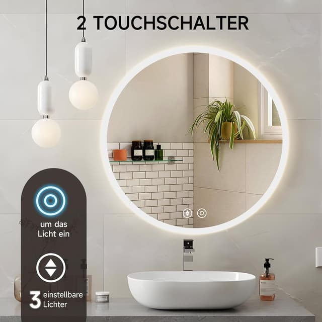 Thumbnail 3 de YOLEO Specchio Bagno Rotondo LED 6400K