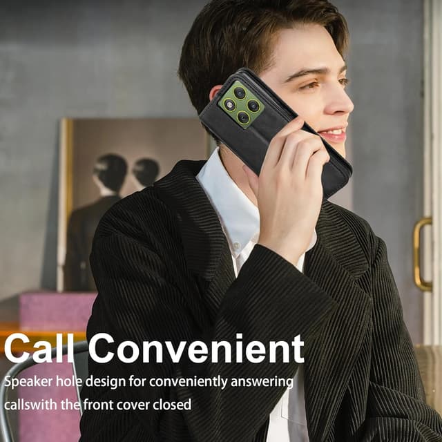 Thumbnail 6 de Fitudoos Handyhülle aus Leder für Motorola Edge 70 – Klapphülle mit Kartenfächern, Magnetverschluss & Standfunktion (Schwarz)