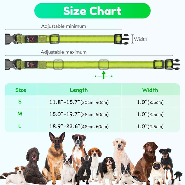 Thumbnail 6 de Sugiifamy Light Up Dog Collar (Green, M) with USB Rechargeable LED Tube and Reflective Stitches