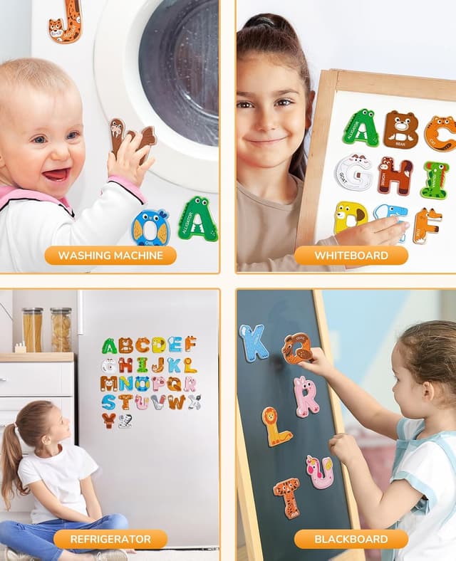 Detalle 2 de JoyCat Wooden Thick Alphabet Magnets (26 Uppercase Letters) for Toddlers Ages 2+