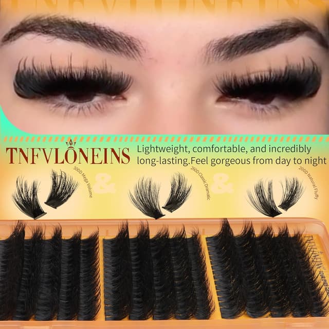 Detalle 1 de TNFVLONEINS Fluffy Lash Clusters with Spikes (12–20mm) — Reusable Full Volume Faux Mink Cluster Lashes