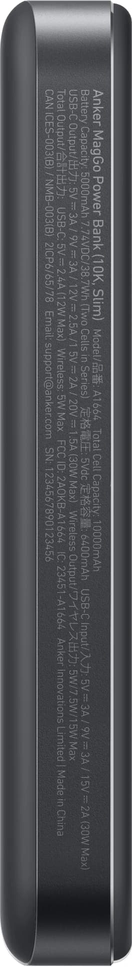 Detalle de Anker MagGo Slim Wireless Powerbank (MagSafe & Qi2), 10.000 mAh, Schwarz