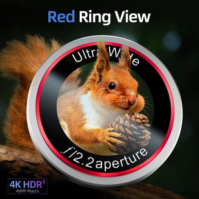 Detalle de HelloDeere 9H High-alumina Tempered Glass Camera Lens Protector for iPhone 17 Pro Max (Silver, 2-Pack)