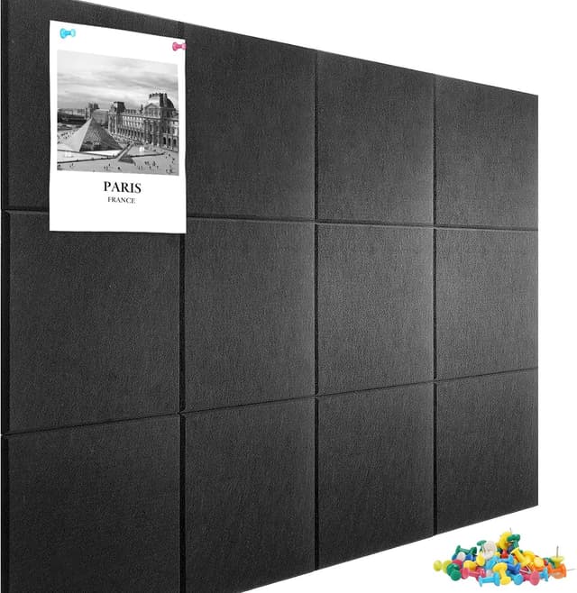 Thumbnail 6 de Pink felt wall pin board tiles set – 120 x 90 cm alternative cork board (12 pack, 30 pushpins)
