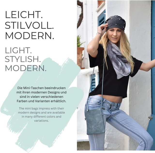 Detalle de styleBREAKER mini bag da donna 02012235 con tracolla e borchie a stella