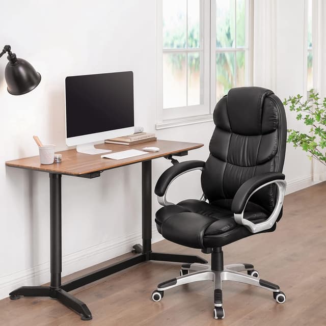 Detalle de SONGMICS OBG24BUK swivel office chair (max 150 kg) – black