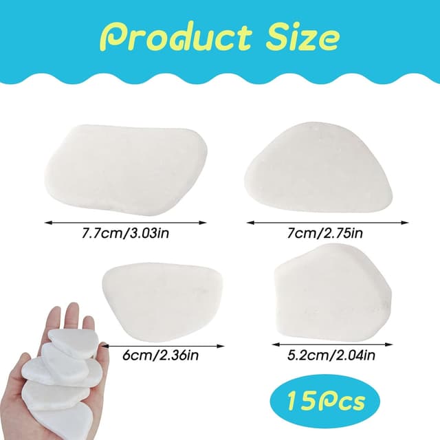 Detalle de MHYMX Flache Steine zum Bemalen (15 Stück) – weiße Kieselsteine, ca. 5–8 cm