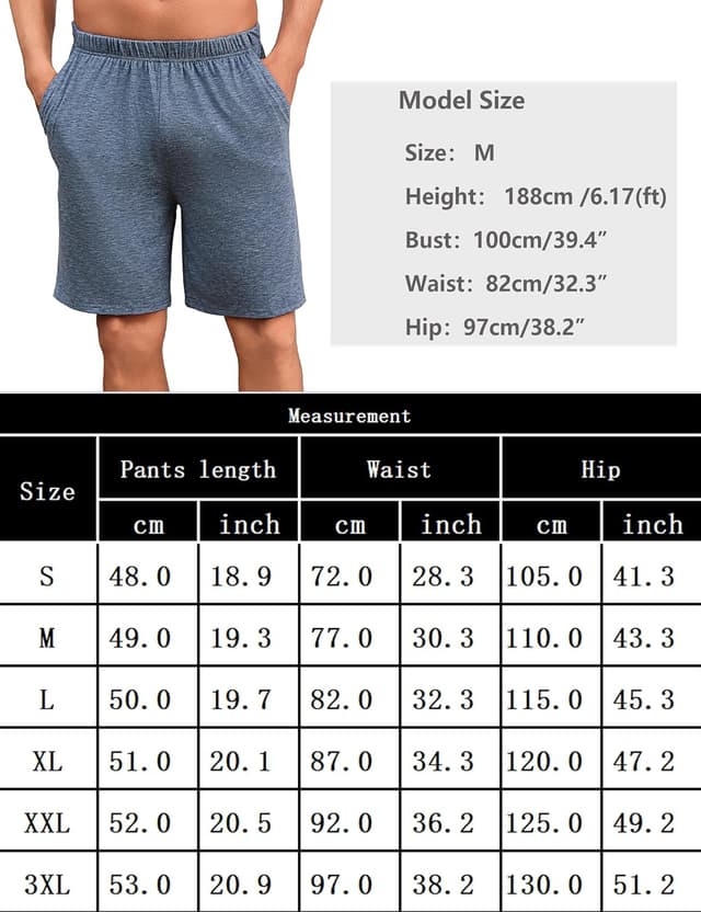 Detalle 2 de Uniexcosm Herren Kurz-Schlafshorts aus Baumwollmischung (Bermuda/Shorty)