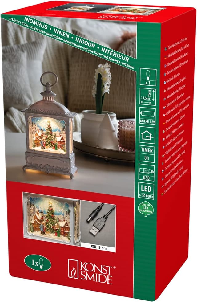 Detalle de Konstsmide LED Snow Globe Christmas Market Scene 🎄