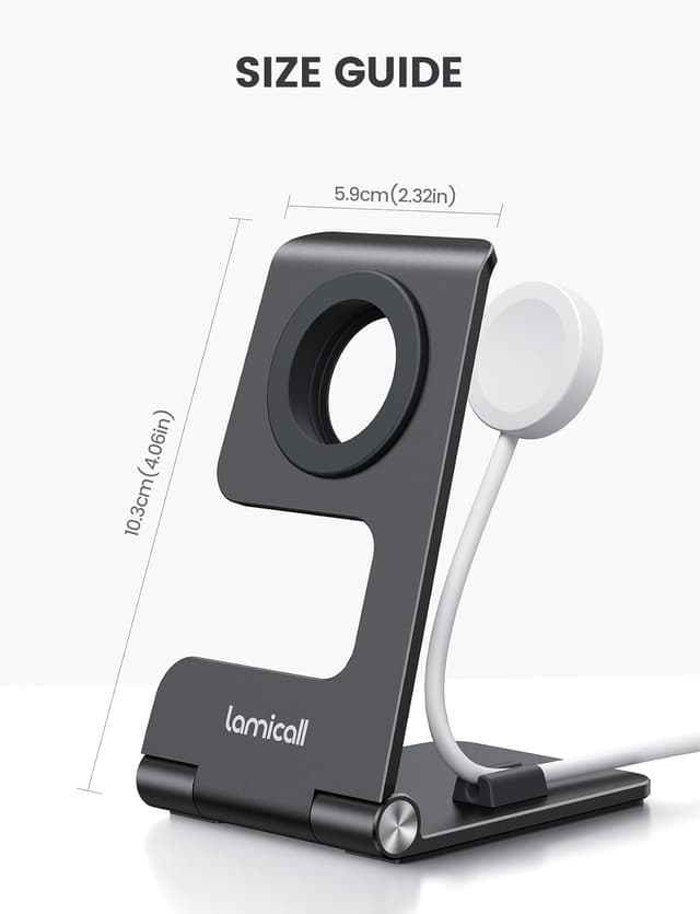 Thumbnail 6 de Lamicall Foldable Charger Stand for Apple Watch (Ultra-thin desk & travel holder, black) — Not a charger