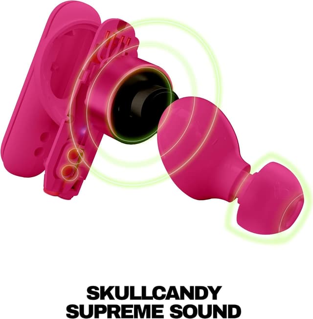 Detalle 2 de Skullcandy Smokin’ Buds Wireless Ohrhörer mit Bluetooth, IPX4 & bis zu 20 Stunden Akkulaufzeit (Rosa)