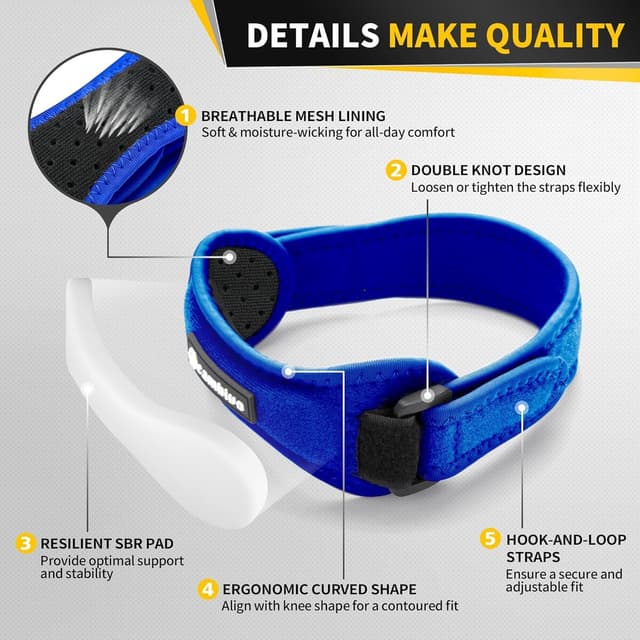 Detalle de CAMBIVO 2 Pack Patella Tendon Knee Strap – adjustable anti-slip knee support for sport and workouts