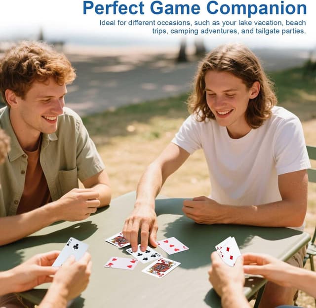 Detalle 2 de WUGAUWOR wasserfeste Spielkarten aus Kunststoff – 2 Decks rote Pokerkarten für Canasta, Texas, Go Fish & Blackjack