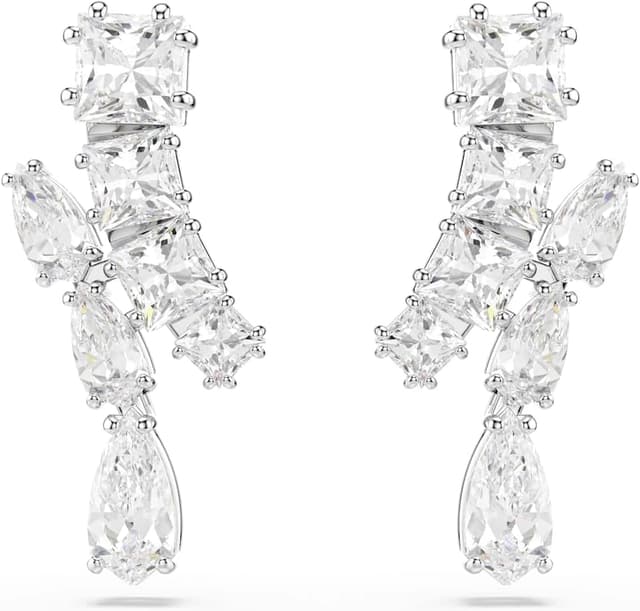 Detalle de Swarovski Pendientes Matrix blancos, baño de rodio 💍