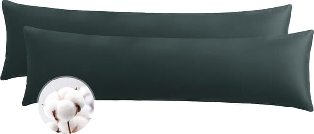 Detalle de Aisbo Seitenschläferkissen Bezug 40 x 145 aus Baumwolle – 2er-Set Anthrazit/Grau mit Reißverschluss