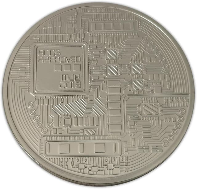 Detalle de Eillwin New Bitcoin detailed silver colour collectible coin (40mm, approx. 28g)