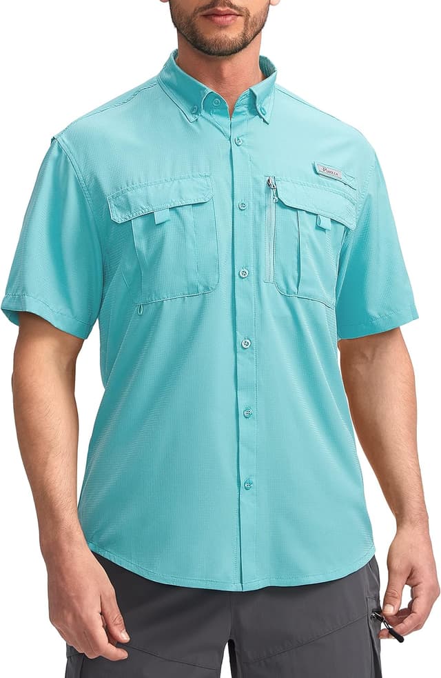 Thumbnail 6 de Pudolla Men’s Short Sleeve Fishing Shirts with UPF50+ and Zipper Pockets