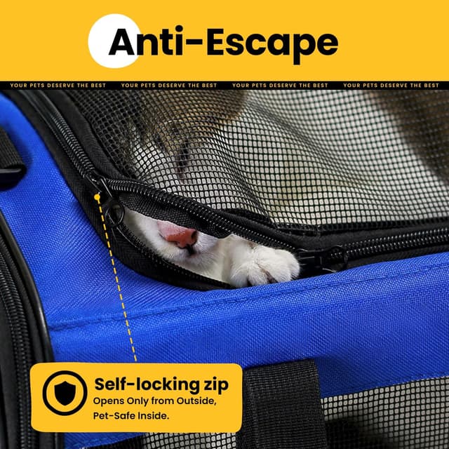 Detalle 2 de Conlun Cat Carrier Bag (Soft-Sided, 4-Sided Mesh) – Collapsible airline-approved pet carrier up to 6kg, Blue
