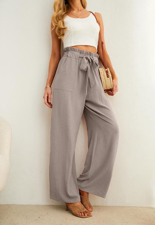 Detalle de IWOLLENCE Women's Wide Leg Pants 100% Polyester