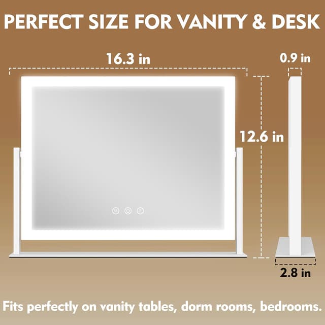 Detalle 2 de ROLOVE Lighted Makeup Mirror 16.3"x12.6" ๐