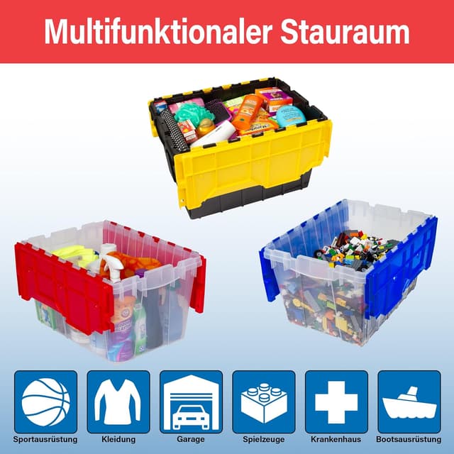 Detalle 2 de Akro-Mils Storage Box 12 Gallon (klar/blau) mit durchgehenden Scharnieren