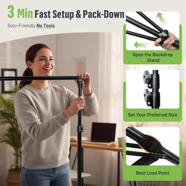 Detalle 1 de Heysliy Backdrop Stand Kit 3m x 3m