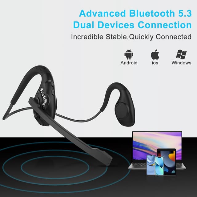 Thumbnail 6 de iDIGMALL Bluetooth 5.3 Open-Ear Headset with Microphone (270° mic) – lightweight wireless for phone, PC and laptop