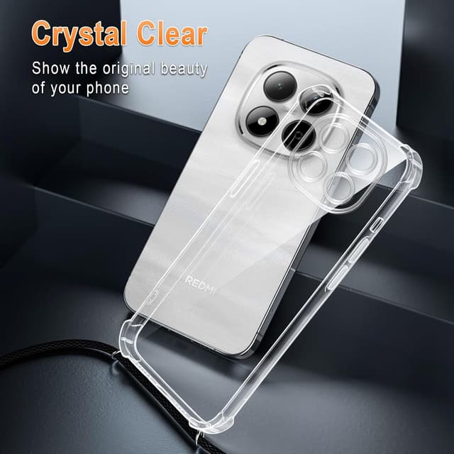 Detalle de XTCASE Coque transparente TPU avec tour de cou pour Xiaomi Redmi Note 15 Pro Plus 5G (cordon noir)